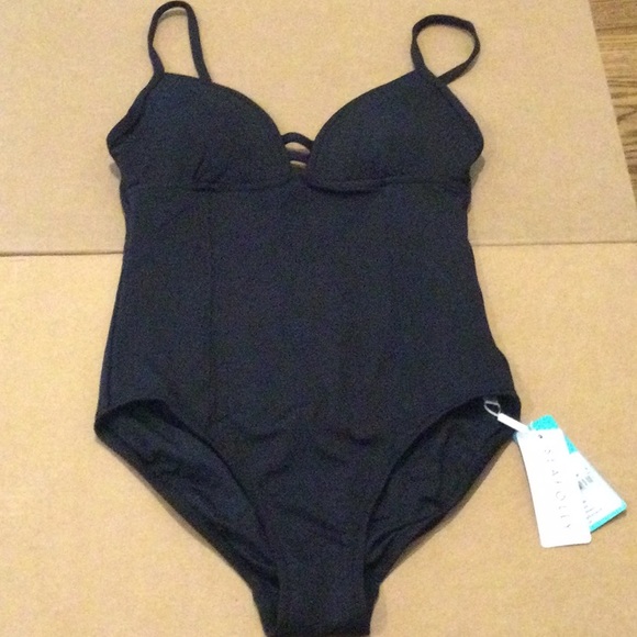 NWT $138 SEAFOLLY US 4 BLACK QUILTED ONE PIECE - Picture 2 of 11